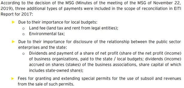 Text box with excerpt from MSG meeting minutes 